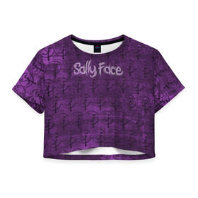 Женская футболка Cropp-top с принтом Sally Face (Pattern). в Петрозаводске, 100% полиэстер | круглая горловина, длина футболки до линии талии, рукава с отворотами | 