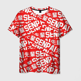 Мужская футболка 3D с принтом SENPAI в Петрозаводске, 100% полиэфир | прямой крой, круглый вырез горловины, длина до линии бедер | ahegao | anime | kawai | kowai | oppai | otaku | senpai | sugoi | waifu | yandere | аниме | ахегао | ковай | культура | отаку | сенпай | тренд | яндере