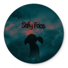 Коврик для мышки круглый с принтом Sally Face (Силуэт). в Петрозаводске, резина и полиэстер | круглая форма, изображение наносится на всю лицевую часть | Тематика изображения на принте: face | game | horror | larry | sally | sally face | sanity s fall | игра | ларри | мальчик с протезом | салли | салли фейс | ужасы