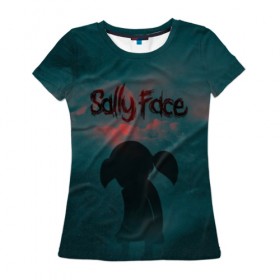 Женская футболка 3D с принтом Sally Face (Силуэт). в Петрозаводске, 100% полиэфир ( синтетическое хлопкоподобное полотно) | прямой крой, круглый вырез горловины, длина до линии бедер | Тематика изображения на принте: face | game | horror | larry | sally | sally face | sanity s fall | игра | ларри | мальчик с протезом | салли | салли фейс | ужасы