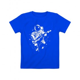 Детская футболка хлопок с принтом Cosmorock в Петрозаводске, 100% хлопок | круглый вырез горловины, полуприлегающий силуэт, длина до линии бедер | cosmonaut | cosmos | guitar | music | rock | space | spacesuit | star | гитара | звезда | космонавт | космос | музыка | скафандр