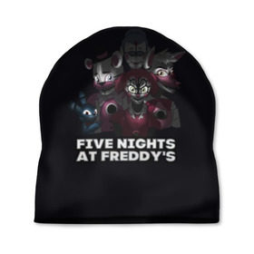 Шапка 3D с принтом Five Nights At Freddys в Петрозаводске, 100% полиэстер | универсальный размер, печать по всей поверхности изделия | 5 ночей с фредди | five nights at freddys | foxy | аниматроники | игра | компьютерная игра | робот | фокси | фредди | фреди | чика