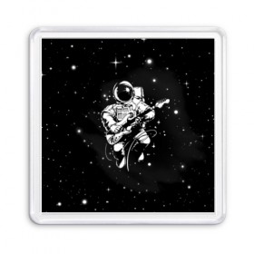 Магнит 55*55 с принтом Cosmorock в Петрозаводске, Пластик | Размер: 65*65 мм; Размер печати: 55*55 мм | cosmonaut | cosmos | guitar | music | rock | space | spacesuit | star | гитара | звезда | космонавт | космос | музыка | скафандр