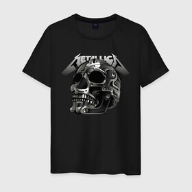 Мужская футболка хлопок с принтом Metallica в Петрозаводске, 100% хлопок | прямой крой, круглый вырез горловины, длина до линии бедер, слегка спущенное плечо. | metal | metallica | music | skull | thrash metal | underground | музыка | трэш металл | череп