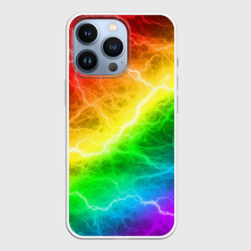 Чехол для iPhone 13 Pro с принтом RAINBOW THUNDER | РАДУЖНЫЕ МОЛНИИ в Петрозаводске,  |  | battle | battle fire | battle thunder | blue | fire | rainbow | red | texture | thunder | битва | битва молний | битва огней | гроза | молнии | радуга | текстура