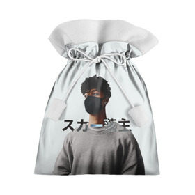 Подарочный 3D мешок с принтом Scarlxrd в Петрозаводске, 100% полиэстер | Размер: 29*39 см | cкриминг | heart attack | hip hap | rap | scarlxrd | scream | trap | иероглифы | лодр | метал | музыка | репер | скар | скарлорд | скрим | трэп | хип хоп | японский