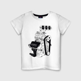 Детская футболка хлопок с принтом Engine в Петрозаводске, 100% хлопок | круглый вырез горловины, полуприлегающий силуэт, длина до линии бедер | авто | автомобиль | автотюнинг | гараж | двигатель | машина | мотор | техника | тюнинг