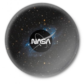 Значок с принтом NASA в Петрозаводске,  металл | круглая форма, металлическая застежка в виде булавки | galaxy | nasa | nebula | space | star | абстракция | вселенная | галактика | звезда | звезды | космический | наса | планеты