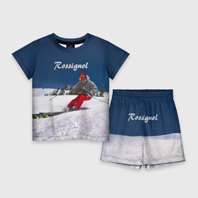 Детский костюм с шортами 3D с принтом Rossignol в Петрозаводске,  |  | france | movement | rossignol | snow | speed | вершина | горные лыжи | горы | движение | скорость | снег | франция