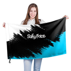 Флаг 3D с принтом SALLY FACE в Петрозаводске, 100% полиэстер | плотность ткани — 95 г/м2, размер — 67 х 109 см. Принт наносится с одной стороны | face | game | horror | larry | sally | sally face | sanity s fall | брызги | игра | краски | ларри | мальчик с протезом | салли | салли фейс | ужасы