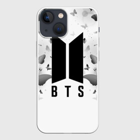 Чехол для iPhone 13 mini с принтом BTS BUTTERFLIES в Петрозаводске,  |  | bangtan boys | bt21 | bts | bts army | bts stickers | butterflies | j hope | jimin | jin | jungkook | k pop | rap monster | rapmon | suga | v | бабочки | бтс | корея | стикеры bts