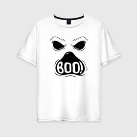 Женская футболка хлопок Oversize с принтом Бу в Петрозаводске, 100% хлопок | свободный крой, круглый ворот, спущенный рукав, длина до линии бедер
 | монстр