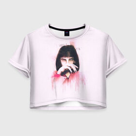 Женская футболка Cropp-top с принтом Pulp Fiction - Art 1 в Петрозаводске, 100% полиэстер | круглая горловина, длина футболки до линии талии, рукава с отворотами | Тематика изображения на принте: art | film | movie | pulp fiction | tarantino | арты | кино | криминальное чтиво | тарантино | фильмы