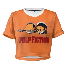 Женская футболка Cropp-top с принтом Pulp Fiction - Art 2 в Петрозаводске, 100% полиэстер | круглая горловина, длина футболки до линии талии, рукава с отворотами | art | film | movie | pulp fiction | tarantino | кино | криминальное чтиво | приколы | тарантино | фильмы
