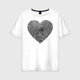 Женская футболка хлопок Oversize с принтом След на сердце в Петрозаводске, 100% хлопок | свободный крой, круглый ворот, спущенный рукав, длина до линии бедер
 | любовь | оригинальная | сердечки | сердечко | сердце | след