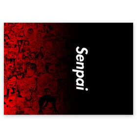 Поздравительная открытка с принтом Senpai (Ahegao) в Петрозаводске, 100% бумага | плотность бумаги 280 г/м2, матовая, на обратной стороне линовка и место для марки
 | Тематика изображения на принте: 2 versia | ahegao | anime | manga | paint | red | sempai | senpai | sup | supreme | trend | white | аниме | белый | манга | семпай | сенпай | суп | суприм