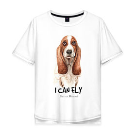 Мужская футболка хлопок Oversize с принтом Бассет-хаунд в Петрозаводске, 100% хлопок | свободный крой, круглый ворот, “спинка” длиннее передней части | dog | бассет | бассет хаунд | собака | собаки | хаунд
