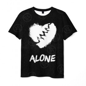 Мужская футболка 3D с принтом Alone в Петрозаводске, 100% полиэфир | прямой крой, круглый вырез горловины, длина до линии бедер | alone | baby | bad | broken | cry | lil | lil peep | peep | rap | rose | sad | tentacion | xxxtentacion | лил | лил пип | пип | реп | роза | сердце | тентасион