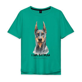Мужская футболка хлопок Oversize с принтом Доберман в Петрозаводске, 100% хлопок | свободный крой, круглый ворот, “спинка” длиннее передней части | doberman | доберман | пинчер | собака | собаки