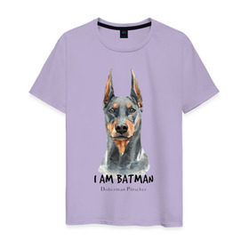 Мужская футболка хлопок с принтом Доберман в Петрозаводске, 100% хлопок | прямой крой, круглый вырез горловины, длина до линии бедер, слегка спущенное плечо. | doberman | доберман | пинчер | собака | собаки