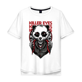 Мужская футболка хлопок Oversize с принтом Панда Киллер в Петрозаводске, 100% хлопок | свободный крой, круглый ворот, “спинка” длиннее передней части | killer | panda | бандит | гангстер | мафия | панда | панды