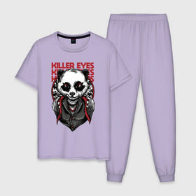 Мужская пижама хлопок с принтом Панда Киллер в Петрозаводске, 100% хлопок | брюки и футболка прямого кроя, без карманов, на брюках мягкая резинка на поясе и по низу штанин
 | killer | panda | бандит | гангстер | мафия | панда | панды