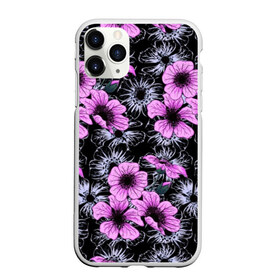 Чехол для iPhone 11 Pro Max матовый с принтом Purple wild flowers в Петрозаводске, Силикон |  | art | flowers | leaves | арт | букет | лепестки | листья | художество | цветок | цветы