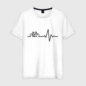 Мужская футболка хлопок с принтом Велоспорт 1 в Петрозаводске, 100% хлопок | прямой крой, круглый вырез горловины, длина до линии бедер, слегка спущенное плечо. | велосипед | велоспорт | кардио