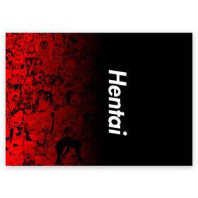 Поздравительная открытка с принтом Японская анимация в Петрозаводске, 100% бумага | плотность бумаги 280 г/м2, матовая, на обратной стороне линовка и место для марки
 | Тематика изображения на принте: 2 versia | ahegao | anime | manga | paint | red | sempai | senpai | sup | supreme | trend | white | аниме | белый | манга | семпай | сенпай | суп | суприм