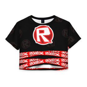 Женская футболка Cropp-top с принтом Roblox 2 в Петрозаводске, 100% полиэстер | круглая горловина, длина футболки до линии талии, рукава с отворотами | game | minecraft | roblox | игра | майнкрафт | роблокс