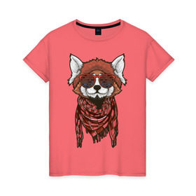 Женская футболка хлопок с принтом Red panda в Петрозаводске, 100% хлопок | прямой крой, круглый вырез горловины, длина до линии бедер, слегка спущенное плечо | Тематика изображения на принте: panda | животные | звери | панда | панды | природа