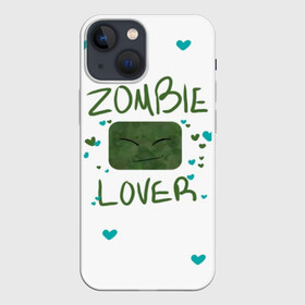 Чехол для iPhone 13 mini с принтом Zombie Lover в Петрозаводске,  |  | funny | mine | minecraft | mods | noob | pro | skins | story | vs | zombie | инди | конструктор | майнкрафт | моды | нуб | скин | скрипер | шахта
