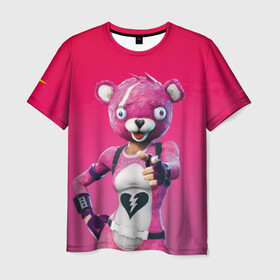 Мужская футболка 3D с принтом Only You! в Петрозаводске, 100% полиэфир | прямой крой, круглый вырез горловины, длина до линии бедер | battle royale | bear | fortnite | pink | батл роял | медведь | розовый | фортнайт | фурри