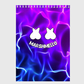 Скетчбук с принтом Marshmello THUNDER в Петрозаводске, 100% бумага
 | 48 листов, плотность листов — 100 г/м2, плотность картонной обложки — 250 г/м2. Листы скреплены сверху удобной пружинной спиралью | christopher comstock | dj | marshmello | music | диджей | клубная музыка | клубняк | крис комсток | логотип | маршмеллоу | музыка