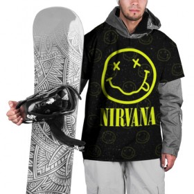 Накидка на куртку 3D с принтом Nirvana 1 в Петрозаводске, 100% полиэстер |  | cobain | kurt | kurt cobain | nirvana | rock | smile | гитара | кобейн | курт | курт кобейн | нирвана | рок