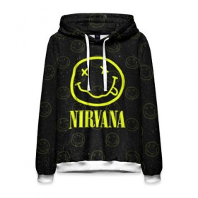 Мужская толстовка 3D с принтом Nirvana 1 в Петрозаводске, 100% полиэстер | двухслойный капюшон со шнурком для регулировки, мягкие манжеты на рукавах и по низу толстовки, спереди карман-кенгуру с мягким внутренним слоем. | cobain | kurt | kurt cobain | nirvana | rock | smile | гитара | кобейн | курт | курт кобейн | нирвана | рок