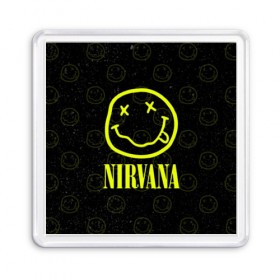 Магнит 55*55 с принтом Nirvana 1 в Петрозаводске, Пластик | Размер: 65*65 мм; Размер печати: 55*55 мм | cobain | kurt | kurt cobain | nirvana | rock | smile | гитара | кобейн | курт | курт кобейн | нирвана | рок