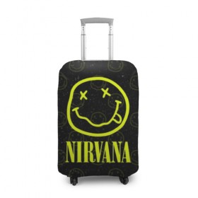 Чехол для чемодана 3D с принтом Nirvana 1 в Петрозаводске, 86% полиэфир, 14% спандекс | двустороннее нанесение принта, прорези для ручек и колес | cobain | kurt | kurt cobain | nirvana | rock | smile | гитара | кобейн | курт | курт кобейн | нирвана | рок