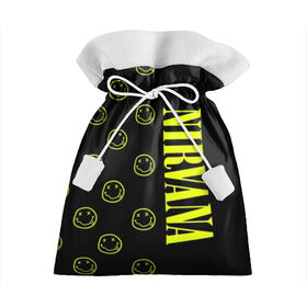 Подарочный 3D мешок с принтом Nirvana 2 в Петрозаводске, 100% полиэстер | Размер: 29*39 см | Тематика изображения на принте: cobain | kurt | kurt cobain | nirvana | rock | smile | гитара | кобейн | курт | курт кобейн | нирвана | рок