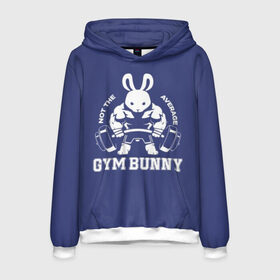 Мужская толстовка 3D с принтом GYM BUNNY в Петрозаводске, 100% полиэстер | двухслойный капюшон со шнурком для регулировки, мягкие манжеты на рукавах и по низу толстовки, спереди карман-кенгуру с мягким внутренним слоем. | bodybuilding | diet | exercise | fitness | gym | heath | motivation | muscle | phil | training | workout | бодибилдинг | мотивация | спорт | трансформация | фитнес | эстетичный