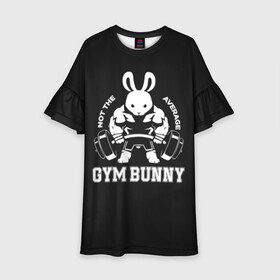 Детское платье 3D с принтом GYM BUNNY в Петрозаводске, 100% полиэстер | прямой силуэт, чуть расширенный к низу. Круглая горловина, на рукавах — воланы | Тематика изображения на принте: bodybuilding | diet | exercise | fitness | gym | heath | motivation | muscle | phil | training | workout | бодибилдинг | мотивация | спорт | трансформация | фитнес | эстетичный