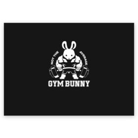 Поздравительная открытка с принтом GYM BUNNY в Петрозаводске, 100% бумага | плотность бумаги 280 г/м2, матовая, на обратной стороне линовка и место для марки
 | Тематика изображения на принте: bodybuilding | diet | exercise | fitness | gym | heath | motivation | muscle | phil | training | workout | бодибилдинг | мотивация | спорт | трансформация | фитнес | эстетичный