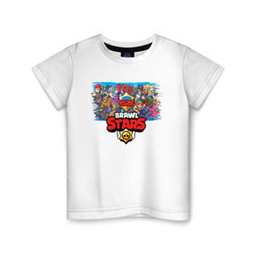 Детская футболка хлопок с принтом BRAWL STARS в Петрозаводске, 100% хлопок | круглый вырез горловины, полуприлегающий силуэт, длина до линии бедер | android | brawl stars | games | mobile game | stars | игры | мобильные игры