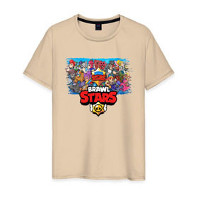 Мужская футболка хлопок с принтом BRAWL STARS в Петрозаводске, 100% хлопок | прямой крой, круглый вырез горловины, длина до линии бедер, слегка спущенное плечо. | android | brawl stars | games | mobile game | stars | игры | мобильные игры
