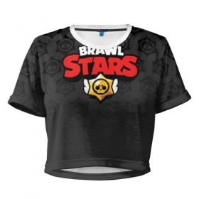 Женская футболка Cropp-top с принтом BRAWL STARS в Петрозаводске, 100% полиэстер | круглая горловина, длина футболки до линии талии, рукава с отворотами | android | brawl stars | games | mobile game | stars | игры | мобильные игры