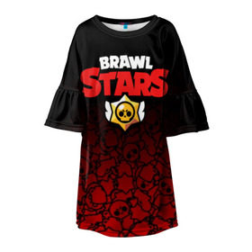 Детское платье 3D с принтом BRAWL STARS в Петрозаводске, 100% полиэстер | прямой силуэт, чуть расширенный к низу. Круглая горловина, на рукавах — воланы | android | brawl stars | games | mobile game | stars | игры | мобильные игры