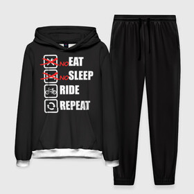 Мужской костюм 3D (с толстовкой) с принтом Ride black в Петрозаводске,  |  | bicycle | bike | cycle | eat | eat sleep | eat sleep repeat | eat sleep ride | eat sleep ride repeat | ride | sleep | вело | велосипед | есть | катать | повторить | спать