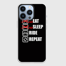 Чехол для iPhone 13 Pro с принтом Ride black в Петрозаводске,  |  | Тематика изображения на принте: bicycle | bike | cycle | eat | eat sleep | eat sleep repeat | eat sleep ride | eat sleep ride repeat | ride | sleep | вело | велосипед | есть | катать | повторить | спать