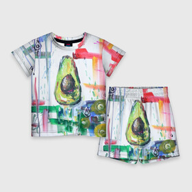 Детский костюм с шортами 3D с принтом Авокадо авангард в Петрозаводске,  |  | Тематика изображения на принте: авокадо | веган | девушкам | здоровое питание | здоровье | люблю авокадо | овощи | пп | стильно | сыроед | фрукты