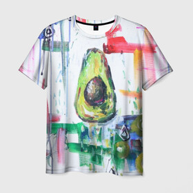 Мужская футболка 3D с принтом Авокадо авангард в Петрозаводске, 100% полиэфир | прямой крой, круглый вырез горловины, длина до линии бедер | авокадо | веган | девушкам | здоровое питание | здоровье | люблю авокадо | овощи | пп | стильно | сыроед | фрукты